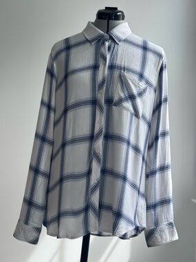 Rails Hunter Plaid Button Down Shirt White Blue Size L Like New